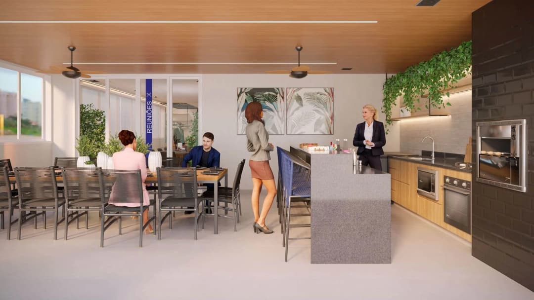 Sala de Reunião com Espaço Gourmet
