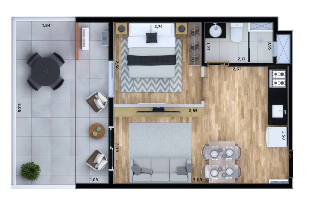 45,5m²